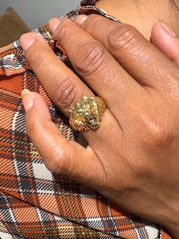 BAGUE TÊTE DE LION DIAMANT — vue 2