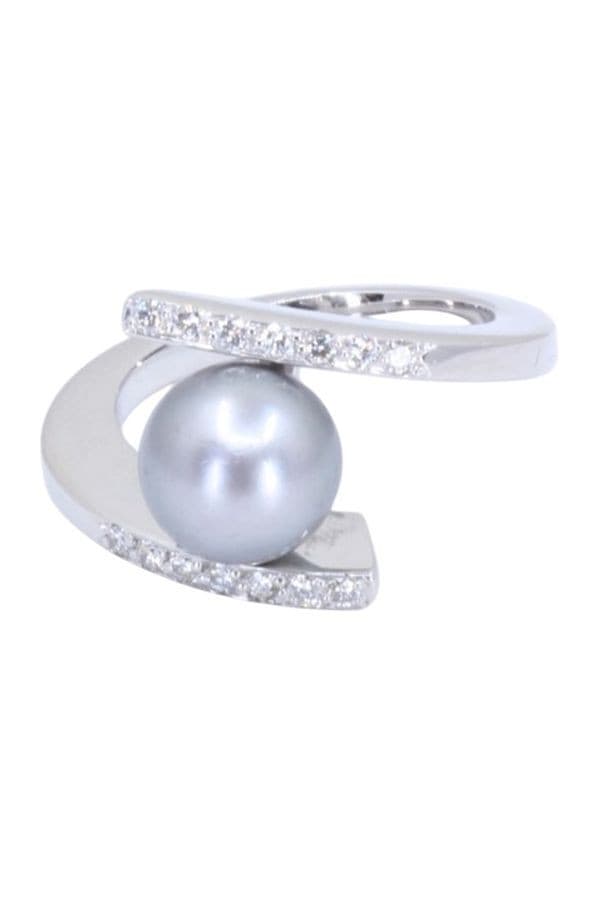 BAGUE MODERNE PERLE GRISE — vue 6