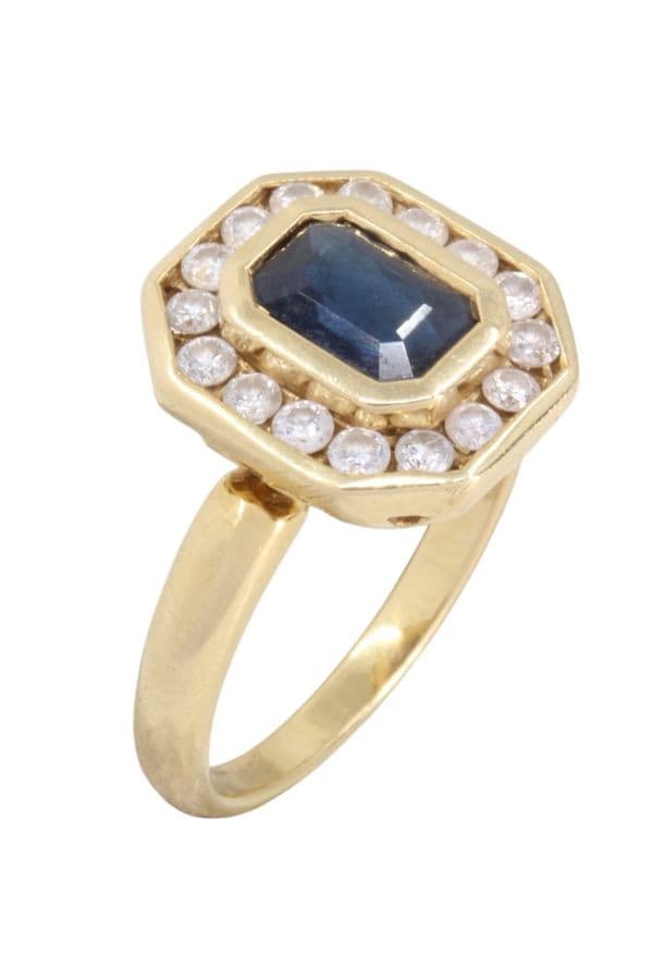 BAGUE MARGUERITE SAPHIRS ET DIAMANTS — vue 3