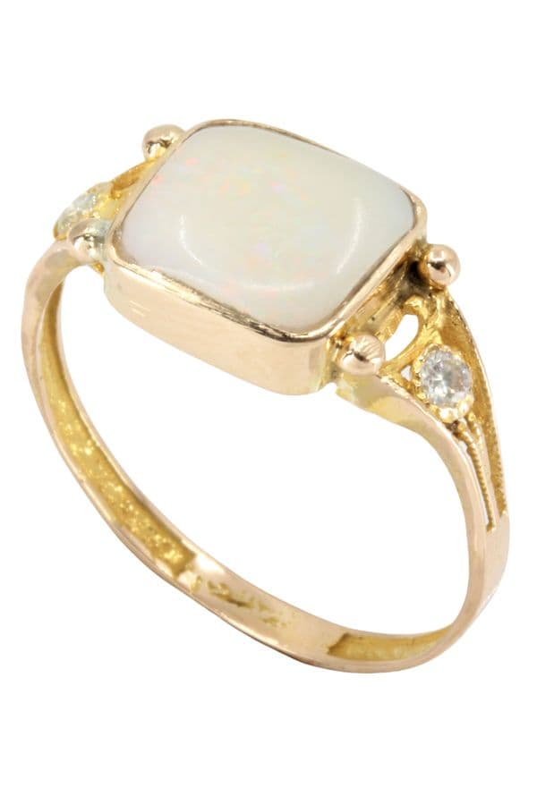 BAGUE ANCIENNE OPALE ET DIAMANTS — vue 5