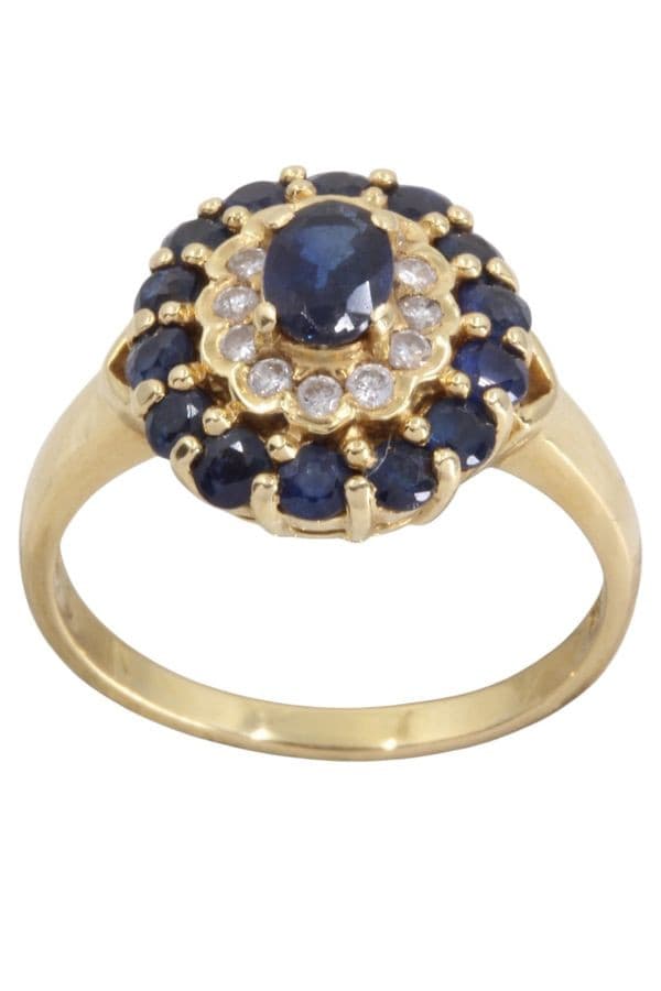 BAGUE MARGUERITE SAPHIRS ET DIAMANTS — vue 1
