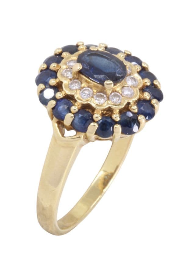 BAGUE MARGUERITE SAPHIRS ET DIAMANTS — vue 3