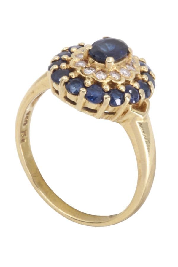 BAGUE MARGUERITE SAPHIRS ET DIAMANTS — vue 4