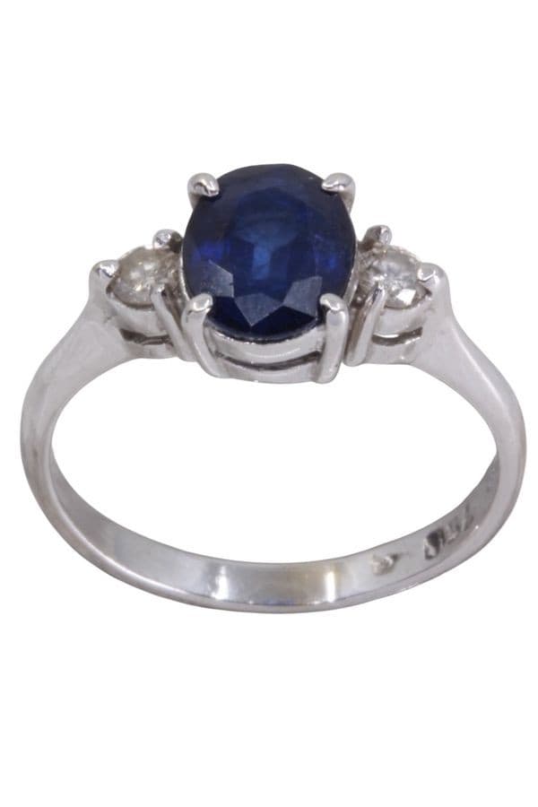 BAGUE SAPHIR ET DIAMANTS — vue 1
