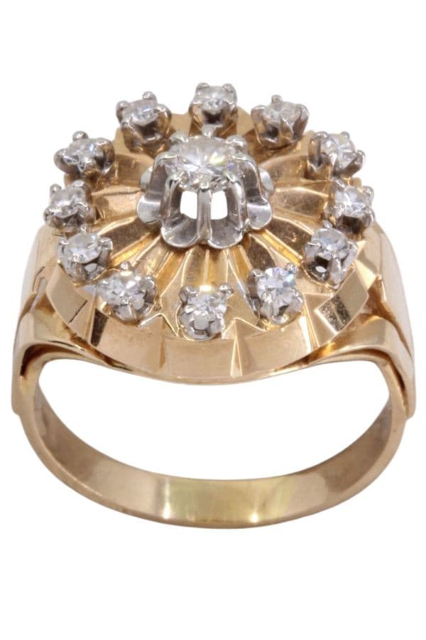 BAGUE FLEUR DIAMANTS ANNÉE 50 — vue 1