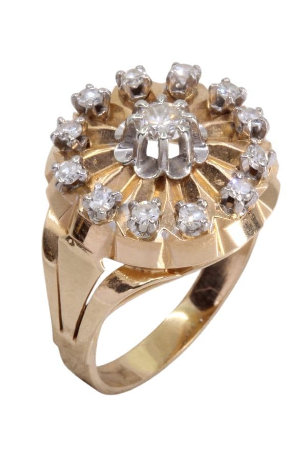 BAGUE FLEUR DIAMANTS ANNÉE 50 — vue 3