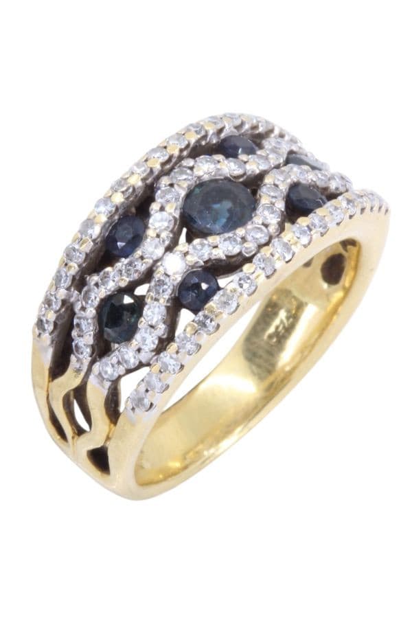 BAGUE SAPHIRS ET DIAMANTS — vue 3
