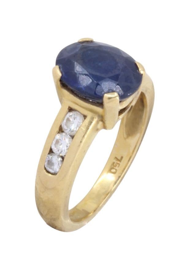 BAGUE SAPHIR ET DIAMANTS — vue 3