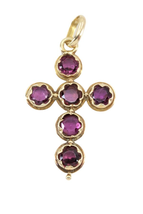 CROIX ANCIENNE AMÉTHYSTES — vue 1