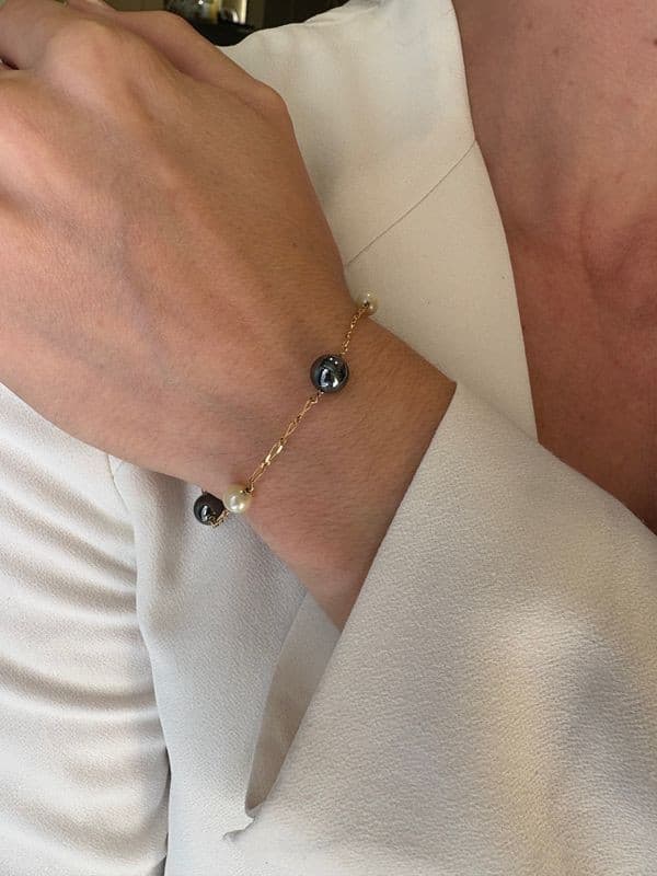 BRACELET PERLES ET HEMATITES — vue 2