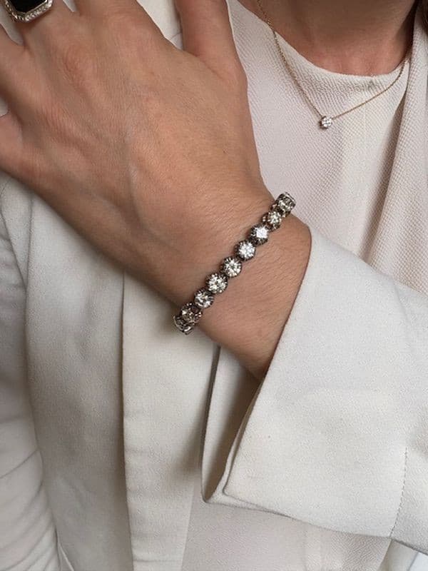 BRACELET LIGNE DIAMANTS ANCIEN — vue 2