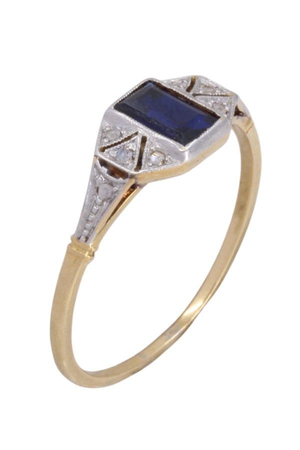 BAGUE ART-DÉCO SAPHIR — vue 3