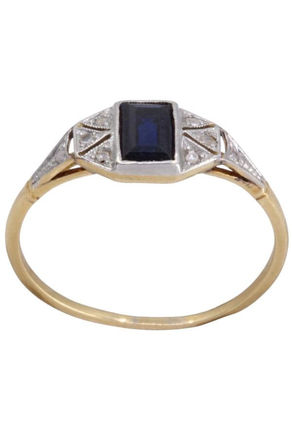 BAGUE ART-DÉCO SAPHIR — vue 1
