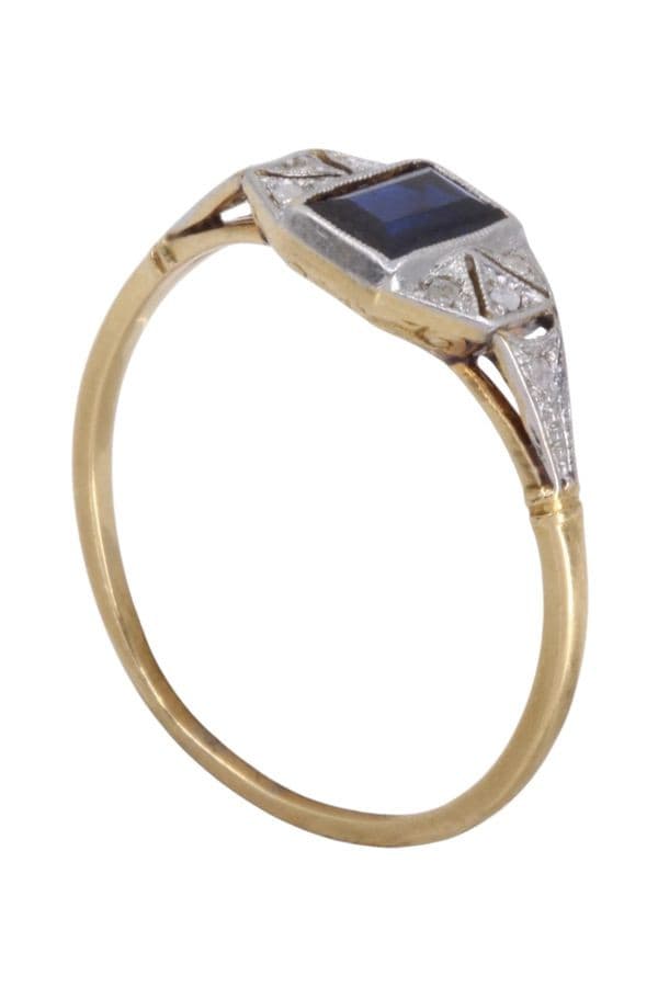BAGUE ART-DÉCO SAPHIR — vue 4