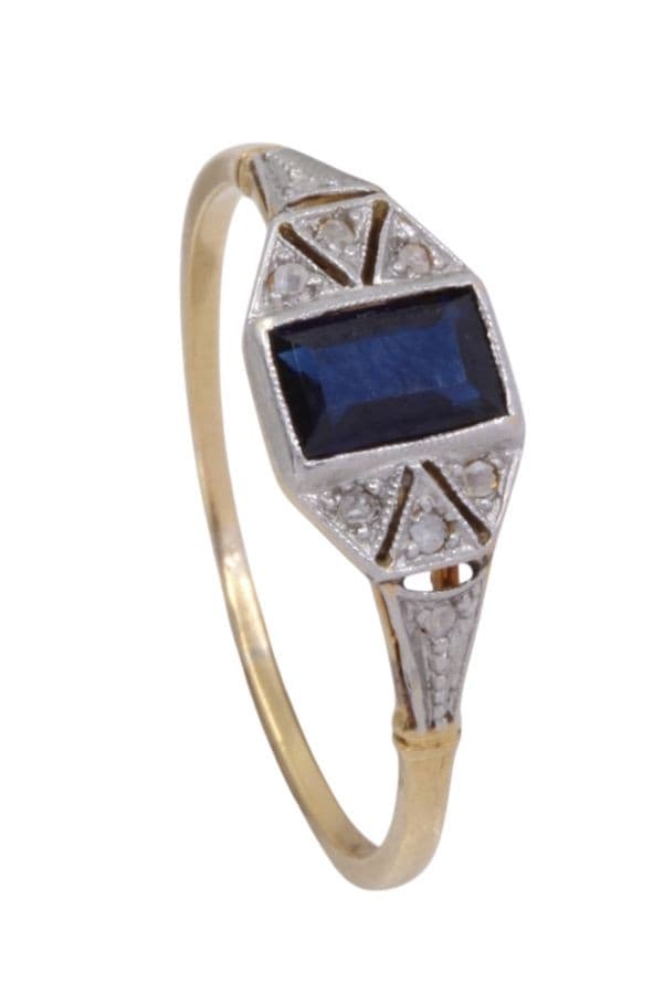 BAGUE ART-DÉCO SAPHIR — vue 5