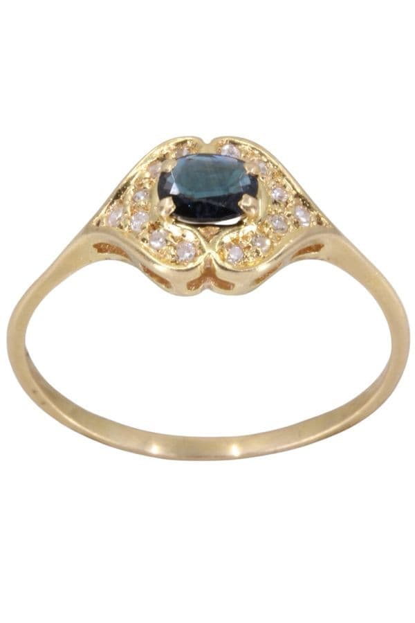 BAGUE SAPHIR ET DIAMANTS — vue 1