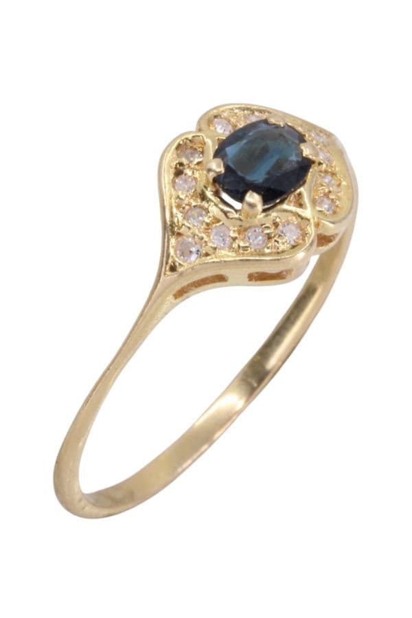 BAGUE SAPHIR ET DIAMANTS — vue 3