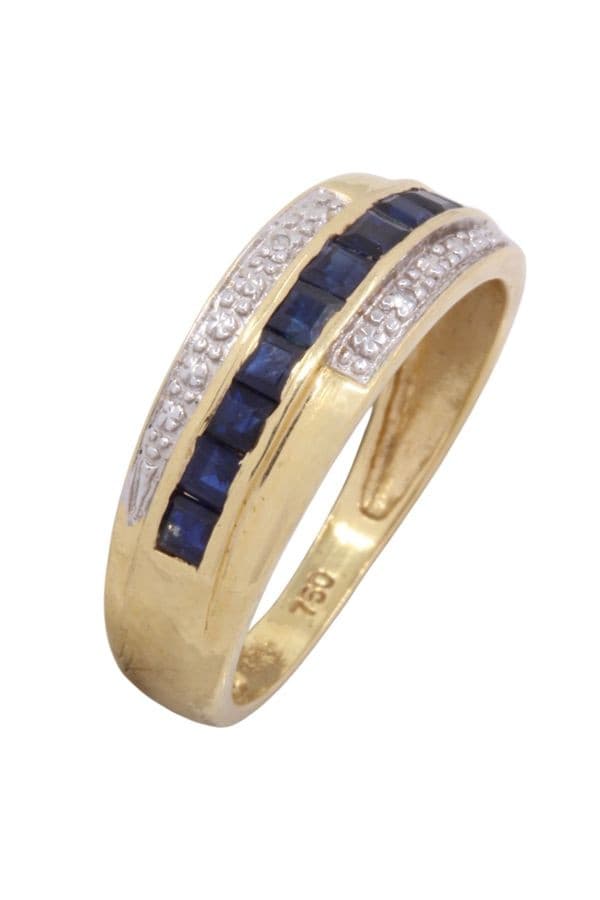 BAGUE MODERNE SAPHIRS ET DIAMANTS — vue 3