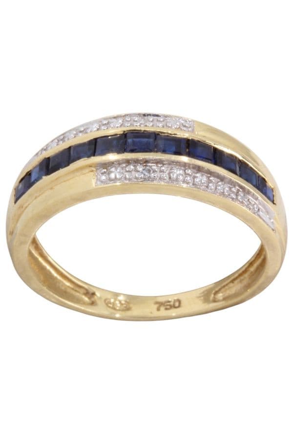 BAGUE MODERNE SAPHIRS ET DIAMANTS — vue 1