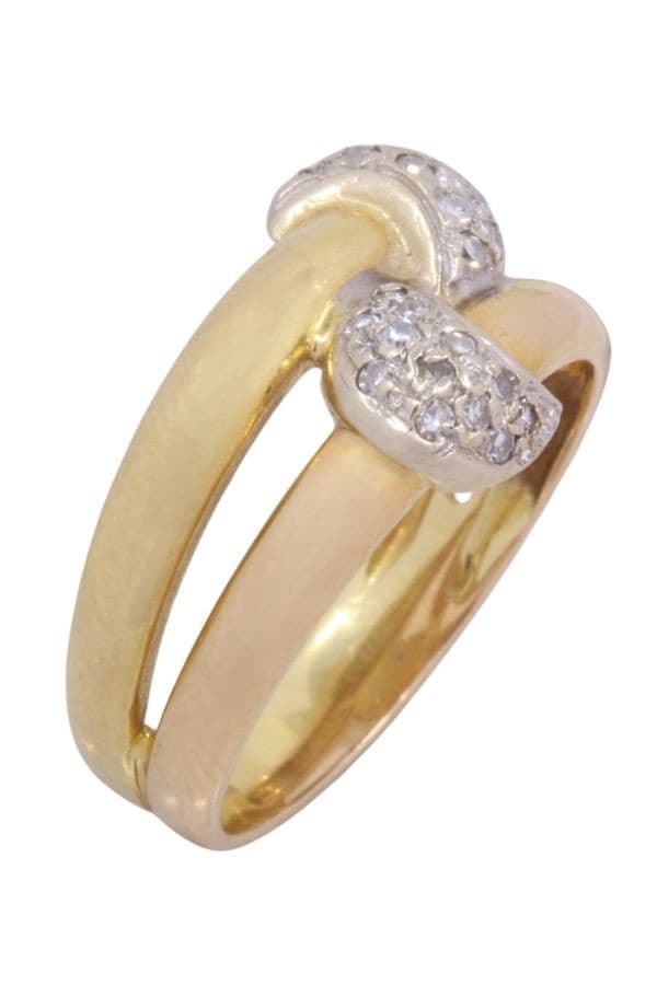 BAGUE 3 ORS DIAMANTS — vue 3
