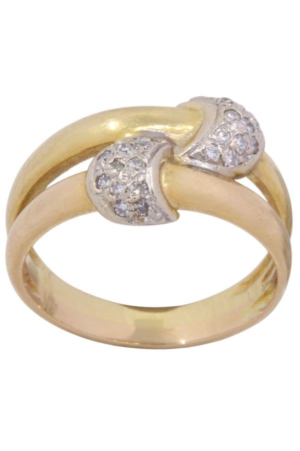 BAGUE 3 ORS DIAMANTS — vue 1