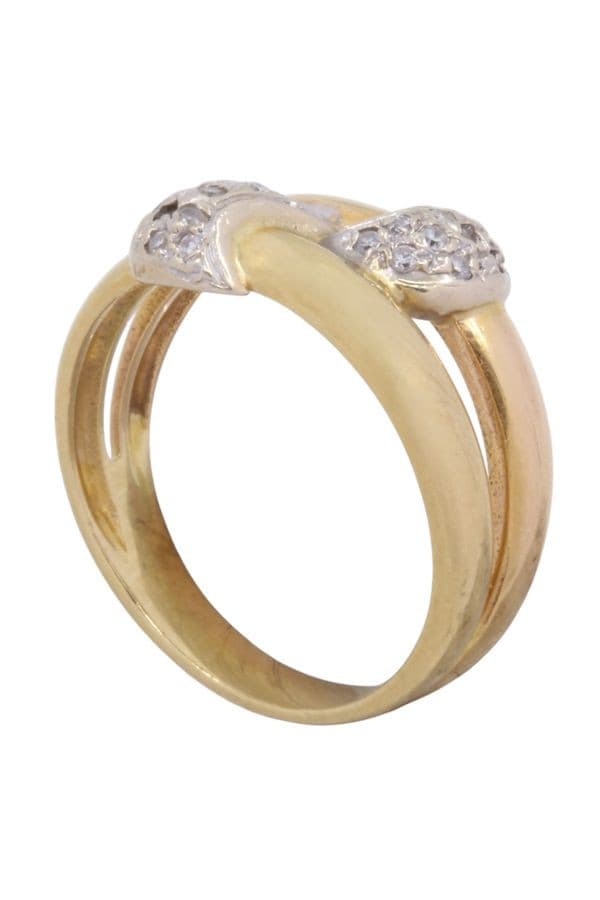 BAGUE 3 ORS DIAMANTS — vue 4