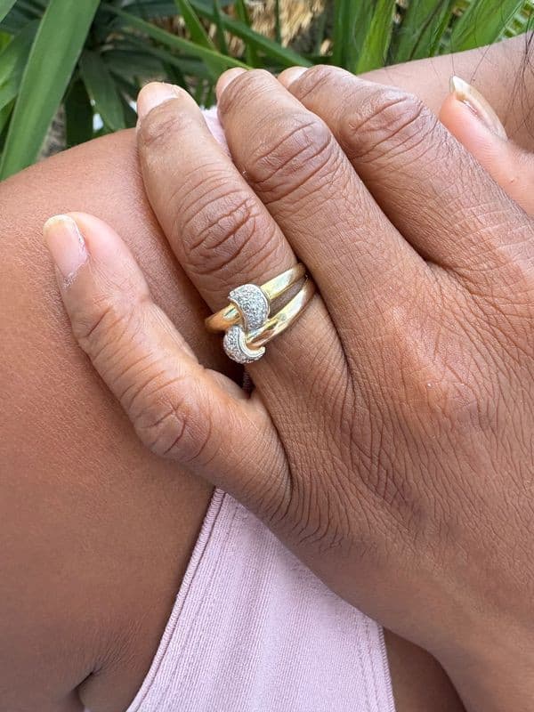 BAGUE 3 ORS DIAMANTS — vue 2