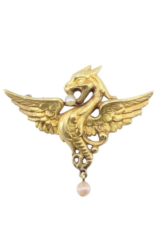 BROCHE CHIMÈRE ART-NOUVEAU — vue 1