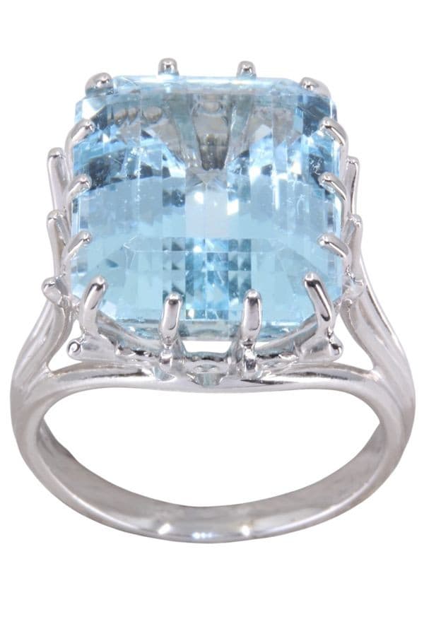 BAGUE AIGUE MARINE MODERNE — vue 1