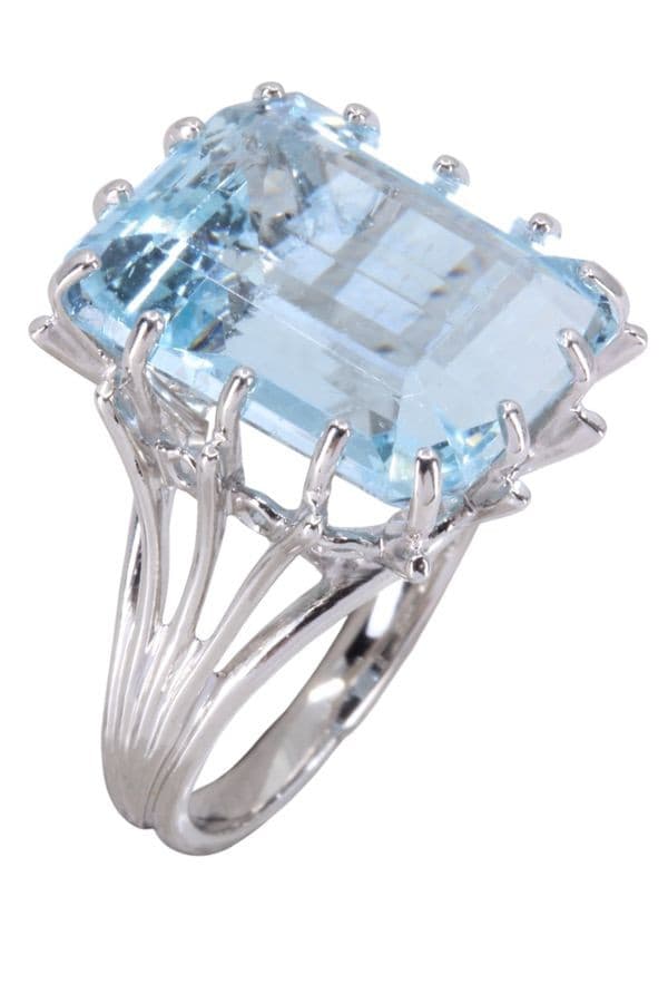 BAGUE AIGUE MARINE MODERNE — vue 3