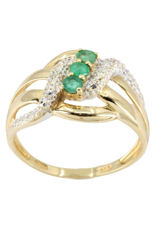 BAGUE ÉMERAUDES ET DIAMANTS — vue 1
