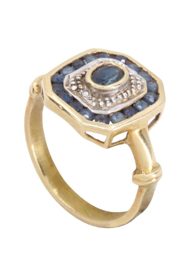 BAGUE SAPHIRS DEUX ORS — vue 3