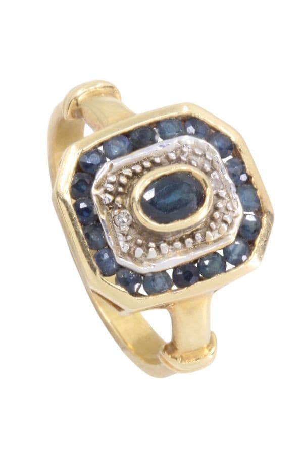 BAGUE SAPHIRS DEUX ORS — vue 5