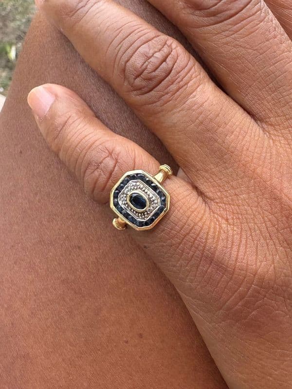 BAGUE SAPHIRS DEUX ORS — vue 2