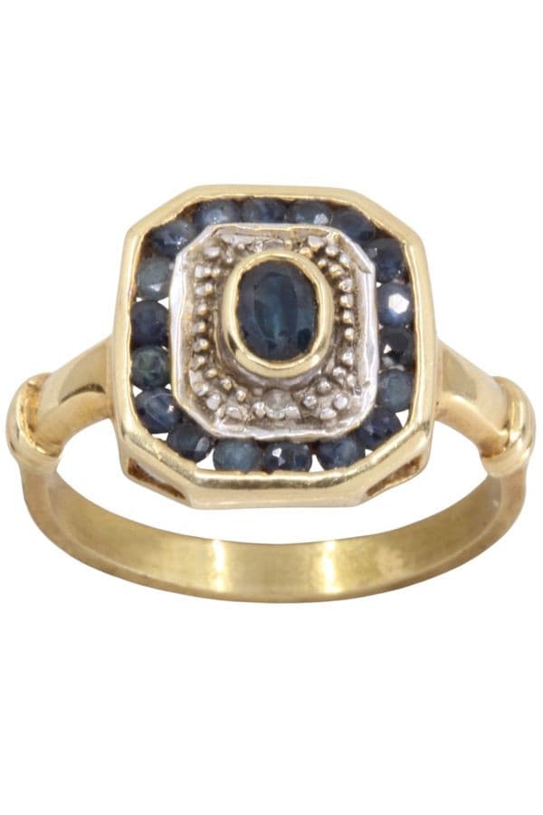 BAGUE SAPHIRS DEUX ORS — vue 1