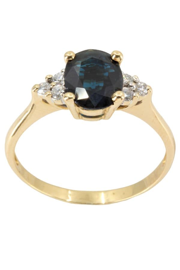 BAGUE MODERNE SAPHIR ET DIAMANTS — vue 1