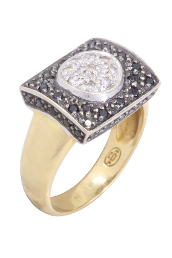 BAGUE 2ORS DIAMANTS — vue 3