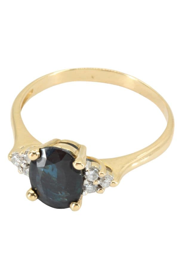 BAGUE MODERNE SAPHIR ET DIAMANTS — vue 4