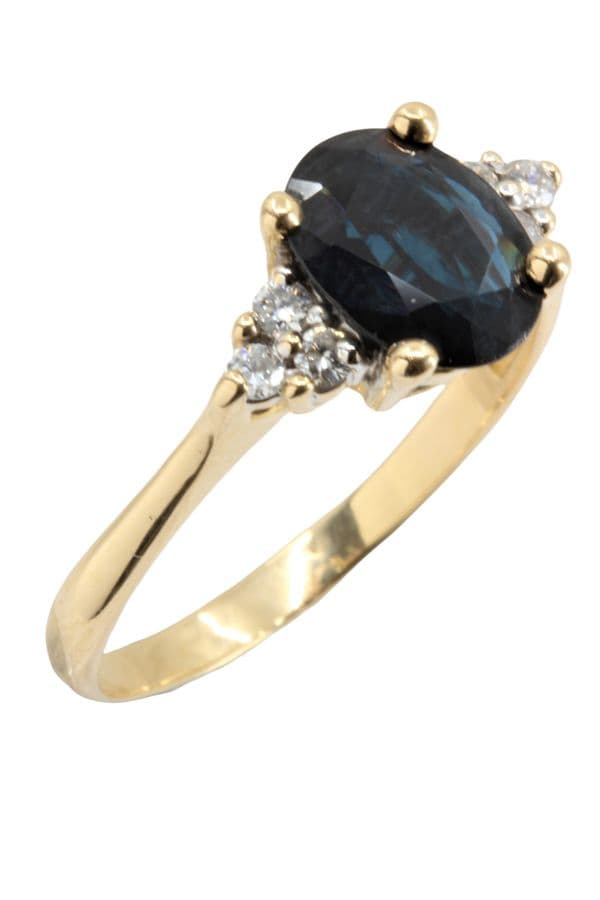 BAGUE MODERNE SAPHIR ET DIAMANTS — vue 5