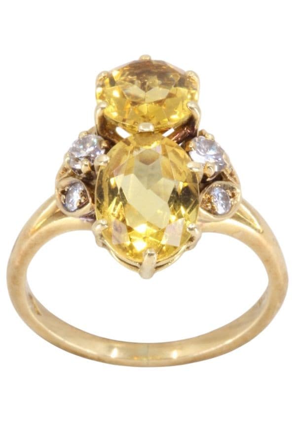 BAGUE MODERNE CITRINES ET DIAMANTS — vue 1