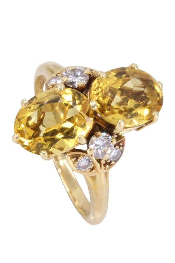 BAGUE MODERNE CITRINES ET DIAMANTS — vue 5