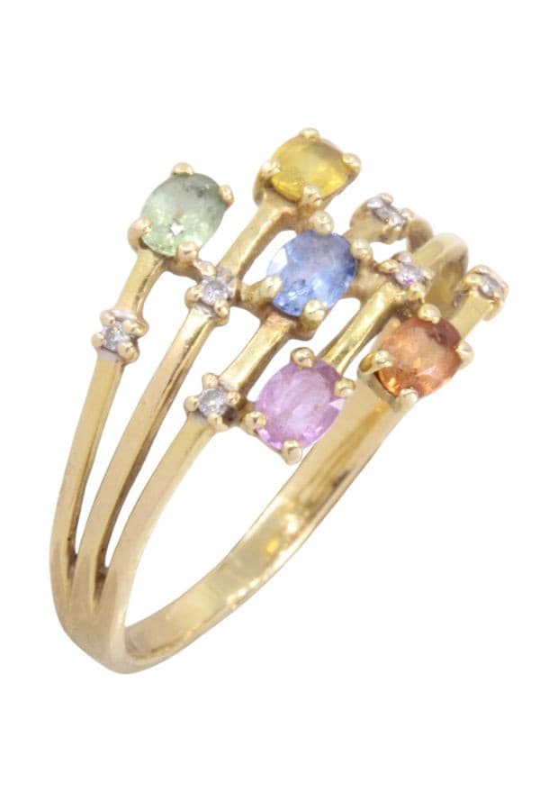 BAGUE SAPHIRS DE COULEUR ET DIAMANTS — vue 3