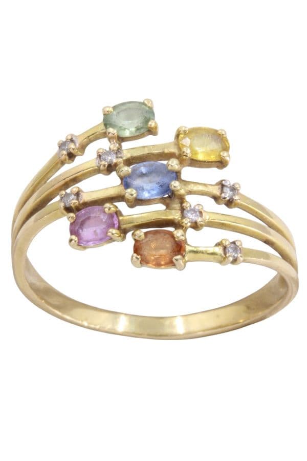 BAGUE SAPHIRS DE COULEUR ET DIAMANTS — vue 1