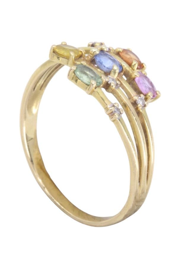 BAGUE SAPHIRS DE COULEUR ET DIAMANTS — vue 4