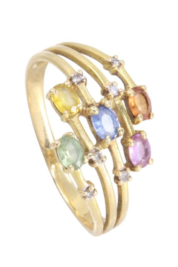 BAGUE SAPHIRS DE COULEUR ET DIAMANTS — vue 5