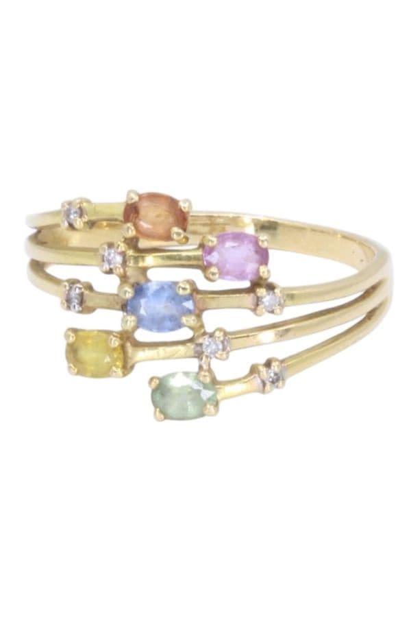 BAGUE SAPHIRS DE COULEUR ET DIAMANTS — vue 6