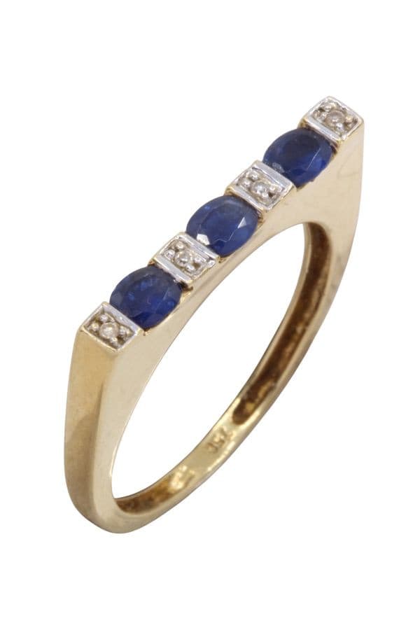 BAGUE SAPHIR ET DIAMANT — vue 3