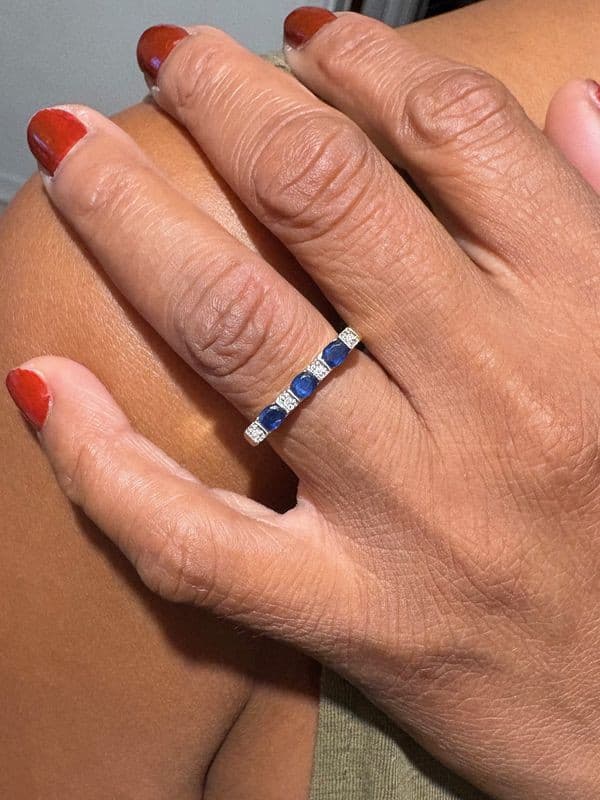 BAGUE SAPHIR ET DIAMANT — vue 2