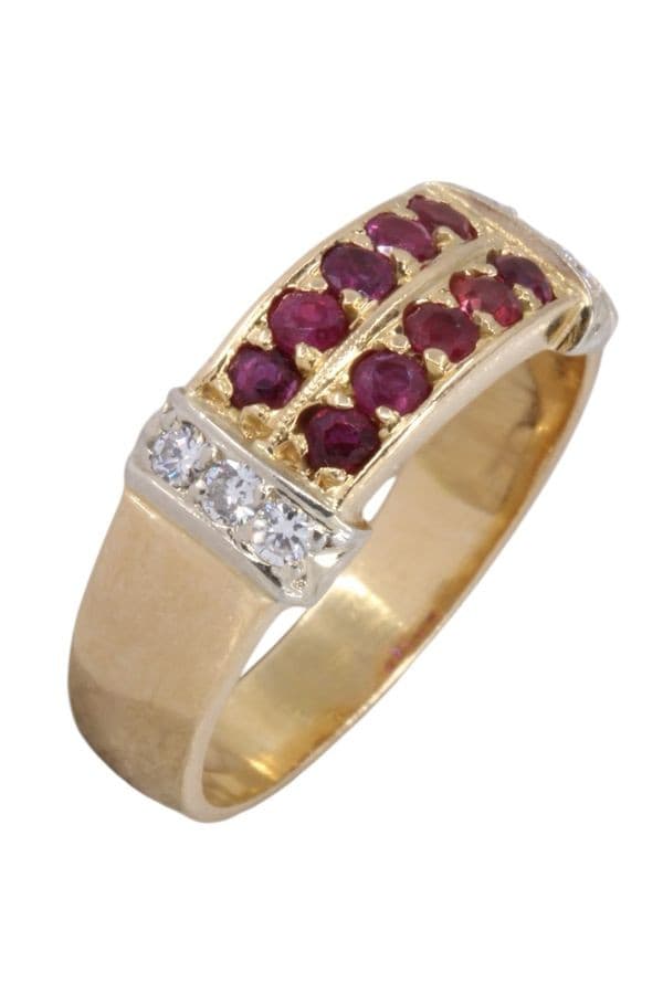 BAGUE 2 ORS RUBIS ET DIAMANTS — vue 3