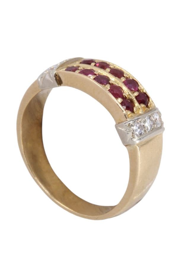BAGUE 2 ORS RUBIS ET DIAMANTS — vue 4
